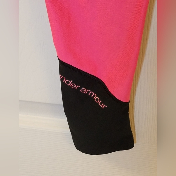 Under Armour Women's Compression Coldgear Leggings Pink Black Size Medium - Picture 6 of 12